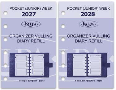 6337-27-28 125 x 80 mm Pocket Planner Vulling 1 Week per 2 Paginas NL EN + Bijlagen 2027 2028